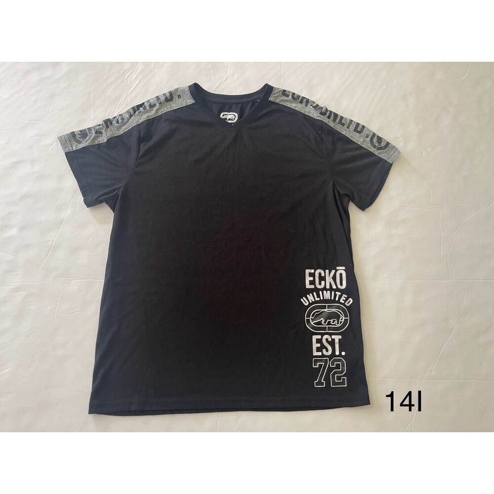 ECKO UNLTD Black White Gray‎ Men's Short Sleeve Vneck Size Medium